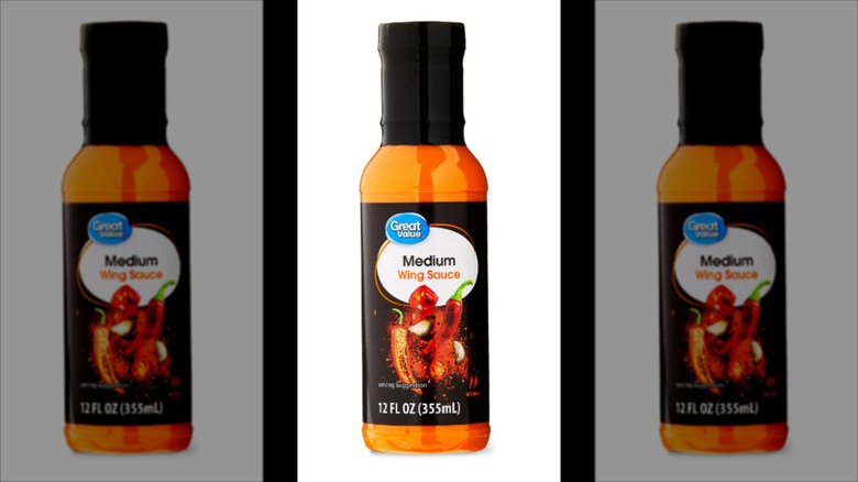 Great Value's medium wing sauce in a bottle