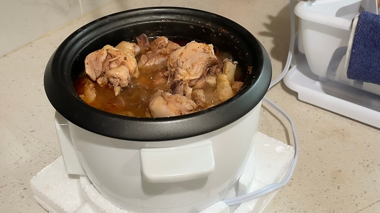 Rice cooker making soup