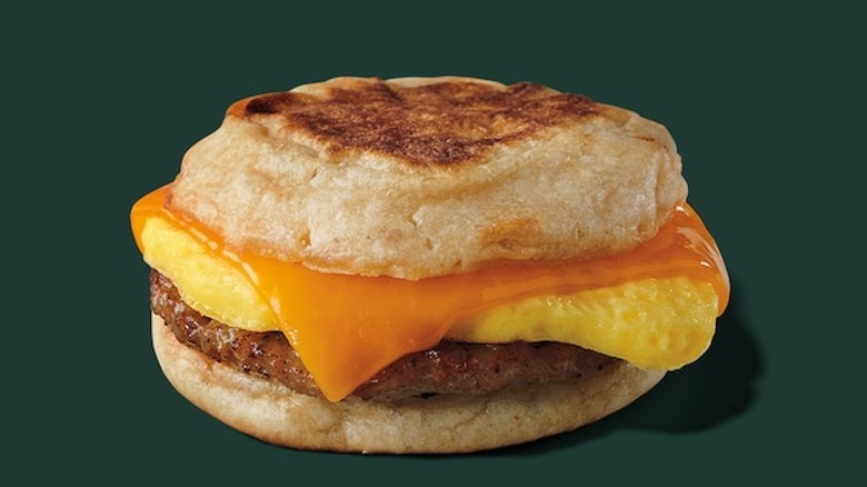 Egg, sausage, and cheese breakfast sandwich