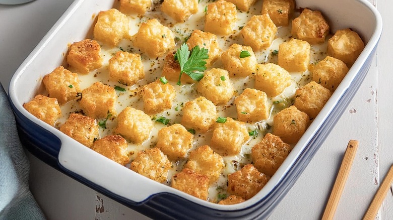 Tater tot casserole with cheese