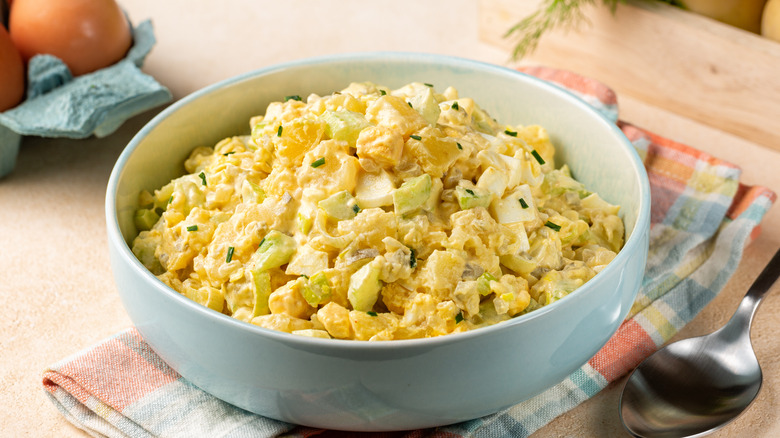 Mustard potato salad in bowl