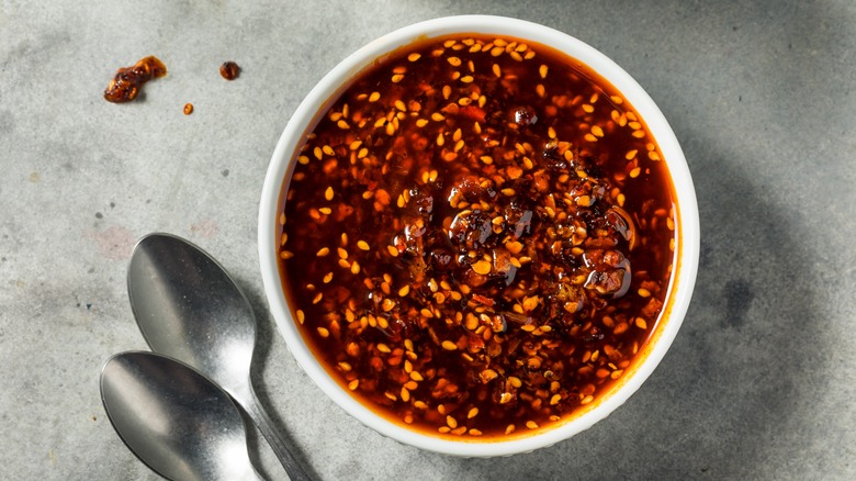 Chili crisp in bowl