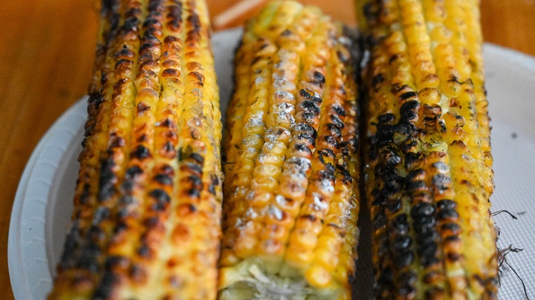 Fire roasted corn on cob