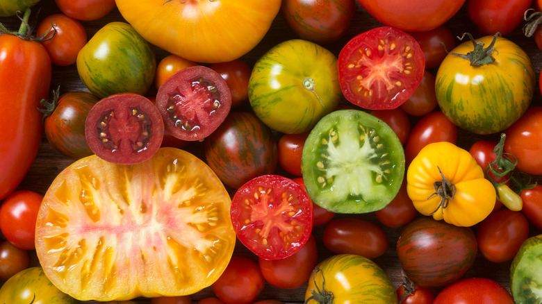 Variety of heirloom tomatoes