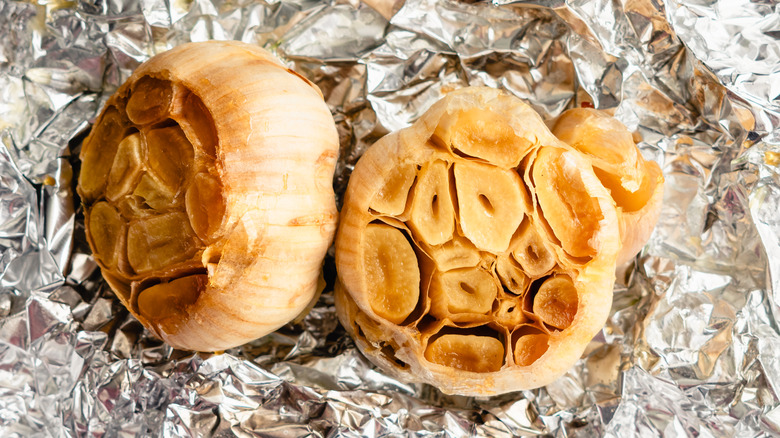 Roasted garlic in foil packet