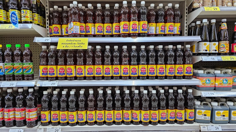 shelves of thai fish sauce