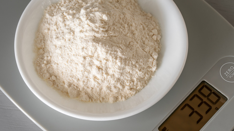 flour on a scale