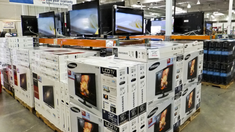 TV sales display inside a Costco