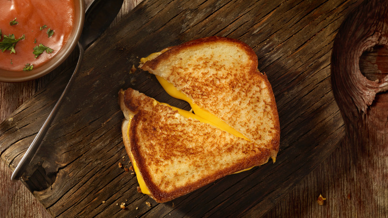 halved grilled cheese