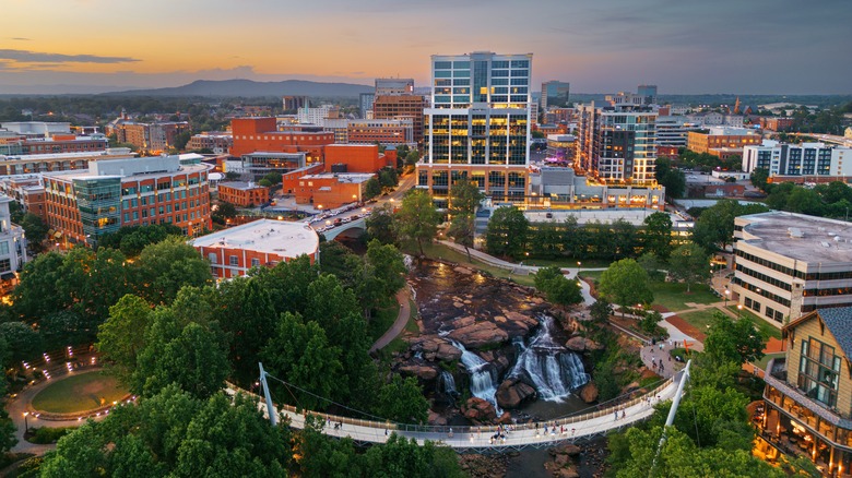 Aerial shot of Greenville, SC