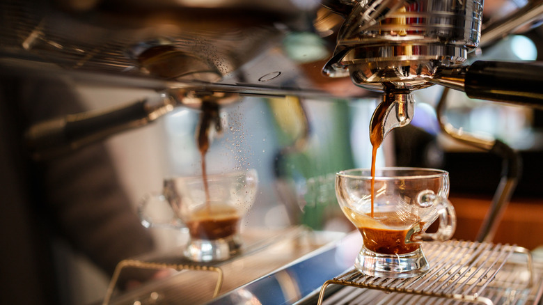 Espresso dripping from machine