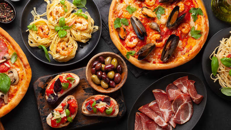 Italian food spread