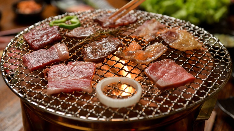 Korean barbecue with meat