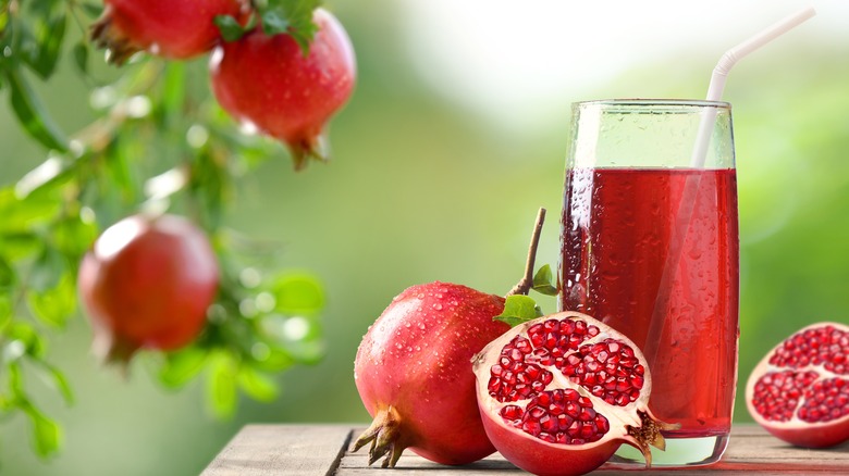 Glass of pomegranate fruit juice