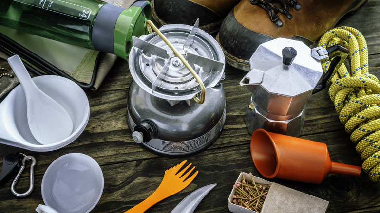 Camping stove and cooking gear