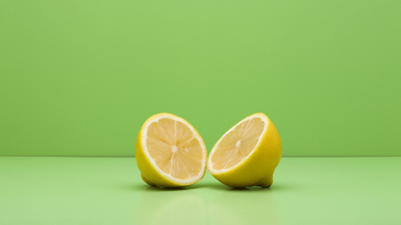 A lemon cut in half