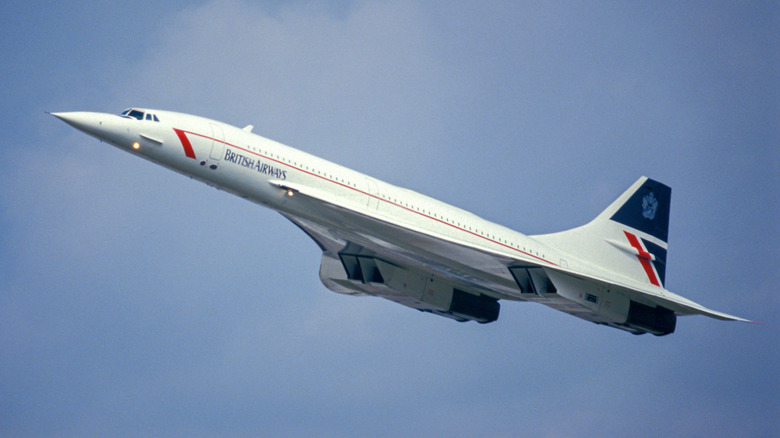 British Airways Concorde plane in flight