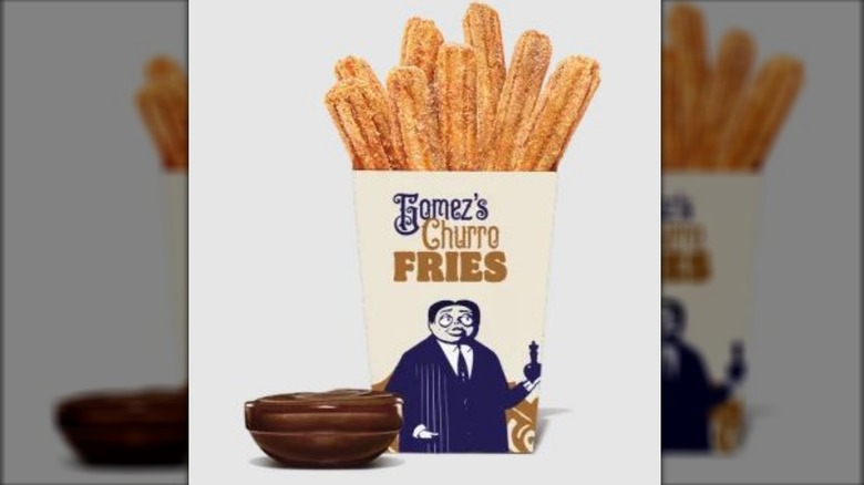 A box of churro fries are featured at Burger King.