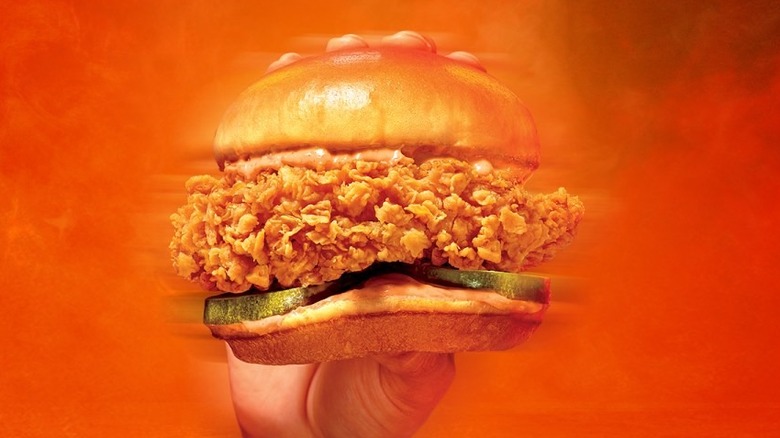 A Ghost Pepper Chicken Sandwich is being displayed.