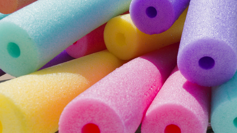 Pool noodles of various colors