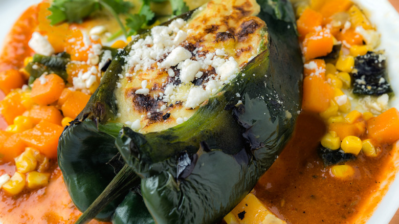 close-up of chile relleno