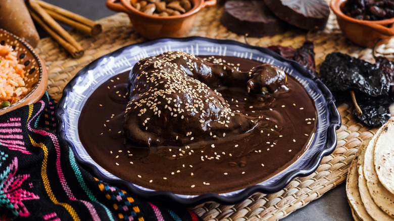 A Mexican chicken mole dish