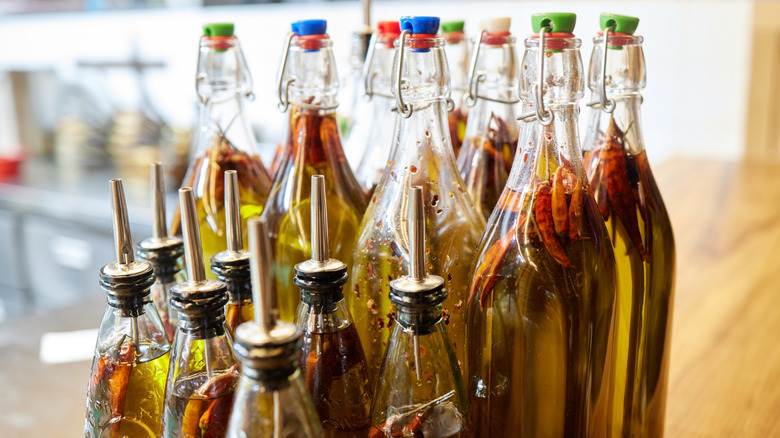 chili peppers infused in oil