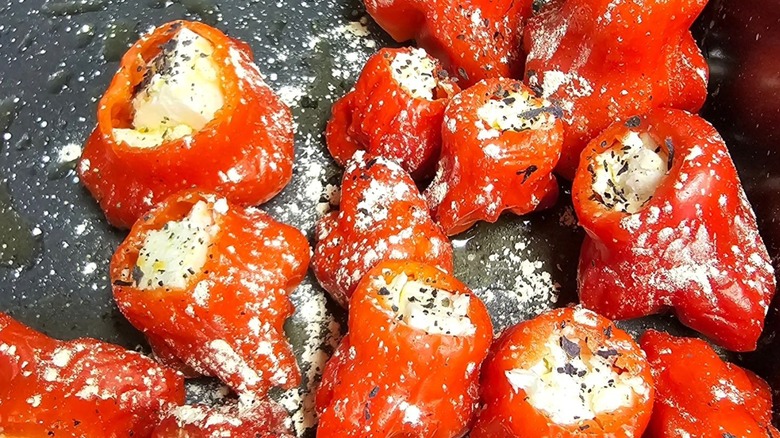 Bishops Crown peppers stuffed with cheese