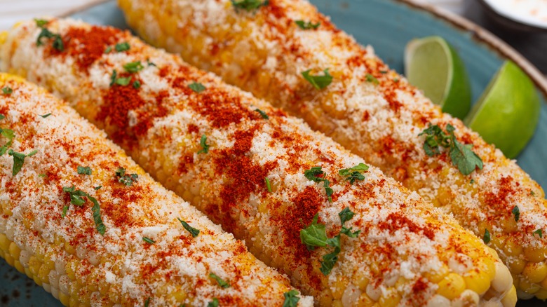 Corn with elote seasoning