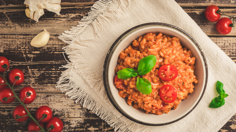 Bowl of tomato risotto