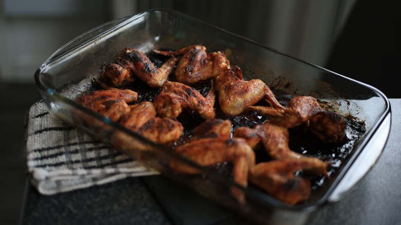 chicken wings served in baking tray