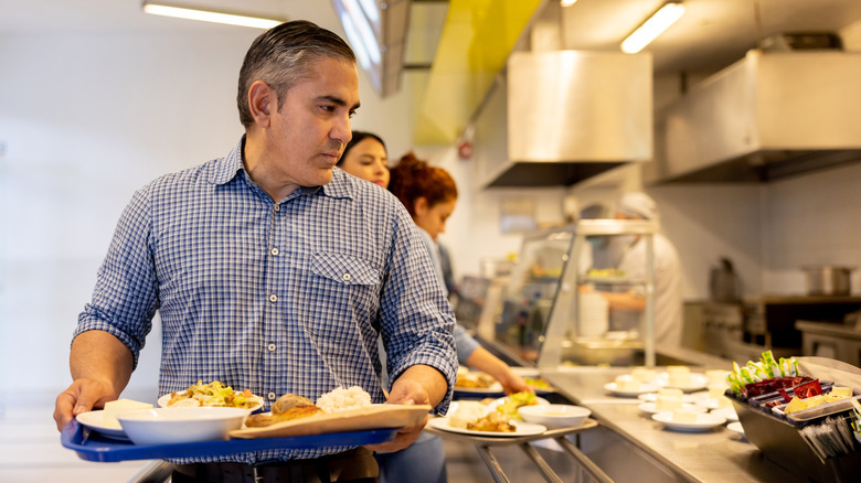 Buffet customer with no staff nearby