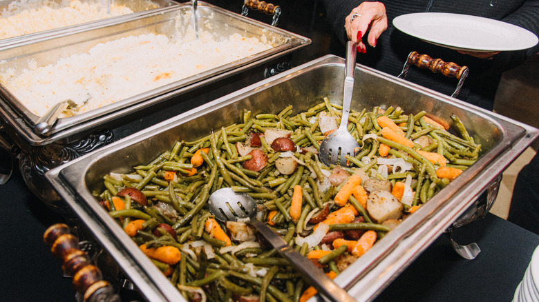 Tray of vegetables at buffet