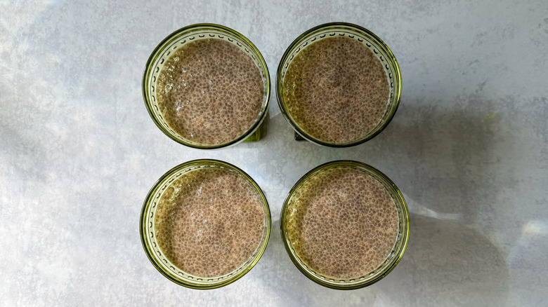 Chai chia pudding in serving dishes