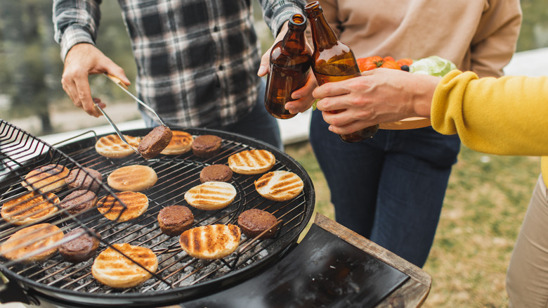 vegan burgers on the grill