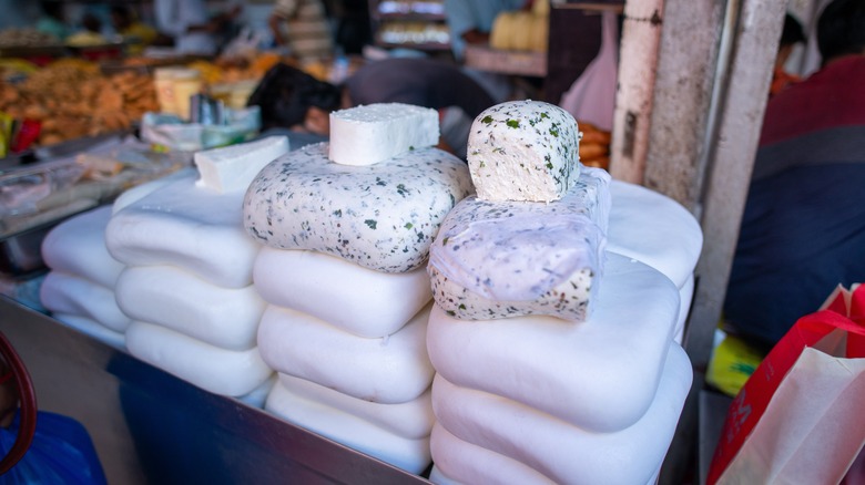 Fresh paneer at a market