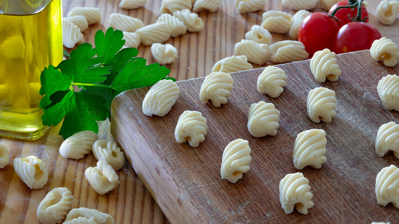 Cavatelli on a wood board