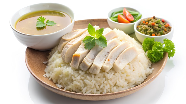 Poached chicken and rice