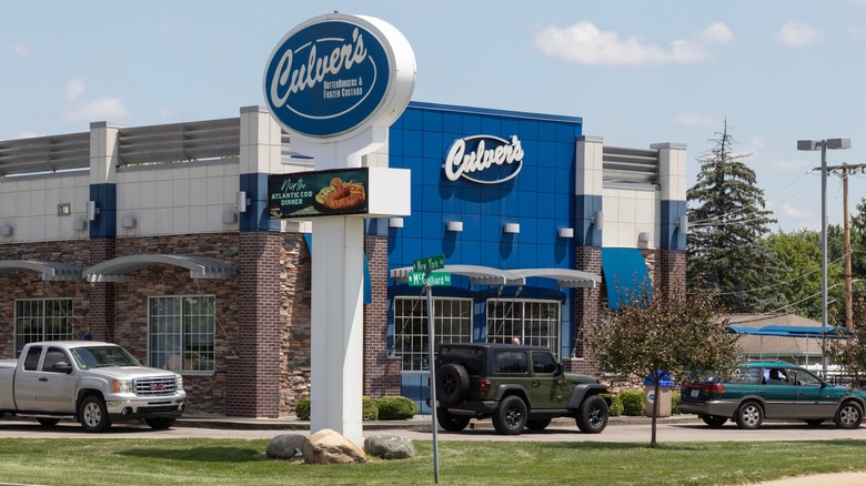 line of cars at Culver's drive thru