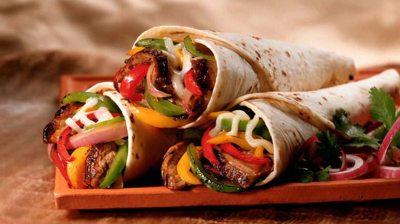 Three beef fajitas