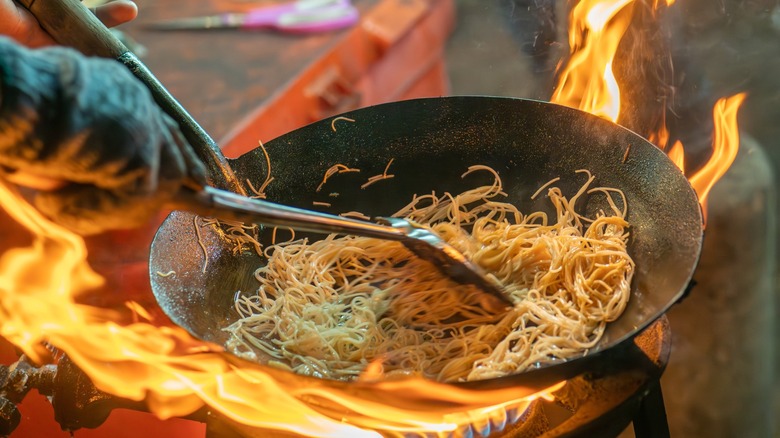 Noodles in a wok