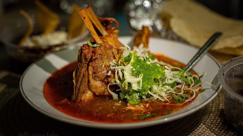 A bowl of goat barbacoa from Gish Bac restaurant in Los Angeles