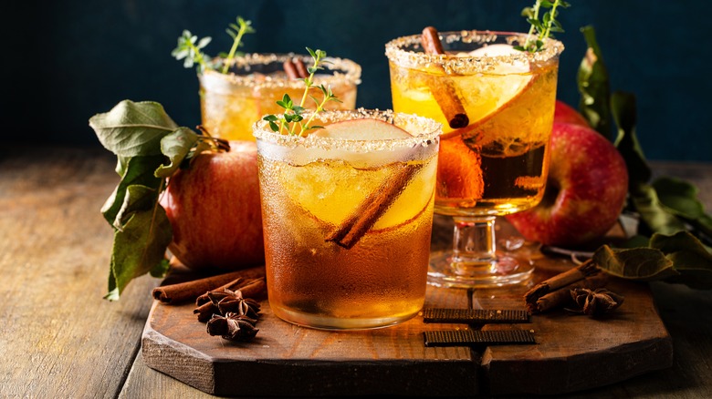 apple cider margaritas with cinnamon sticks