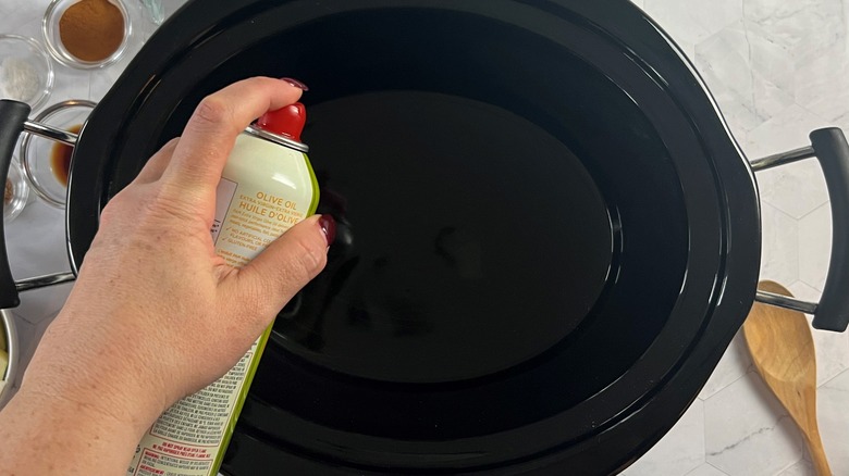 greasing slow cooker pot