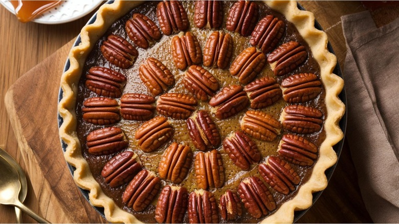 Bird's-eye view of pecan pie