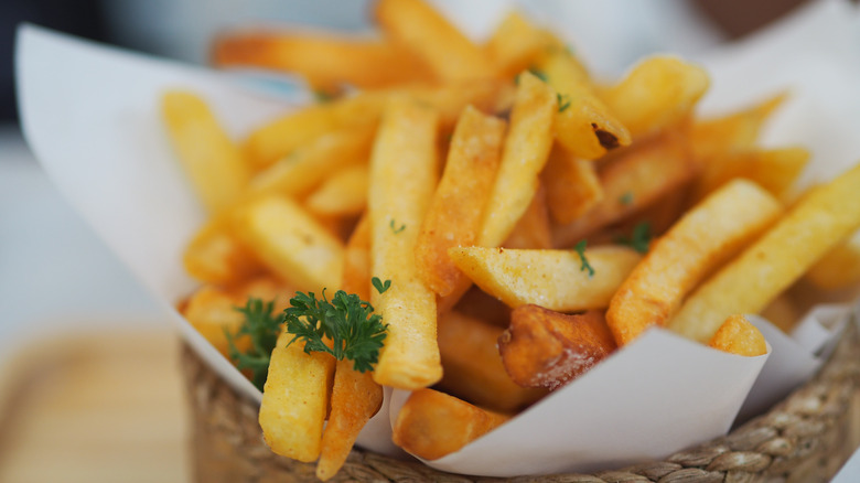 close up bag of fries