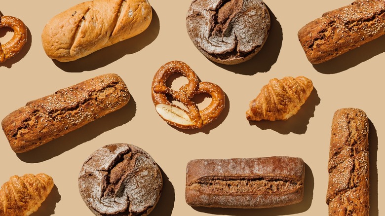 Baked goods -- bread, pretzels, and croissants