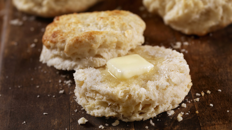 Homemade biscuits on a cutting board