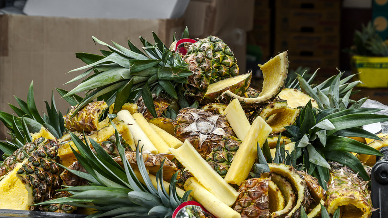 A pile of pineapple peels