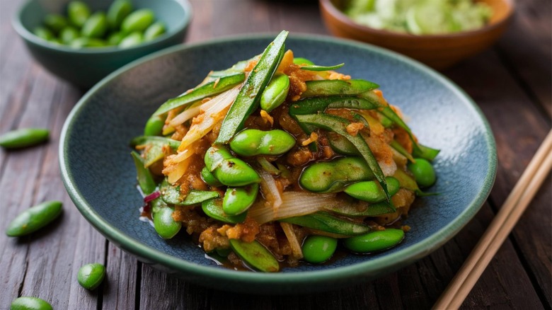 Colorful edamame stir fry